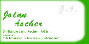 jolan ascher business card